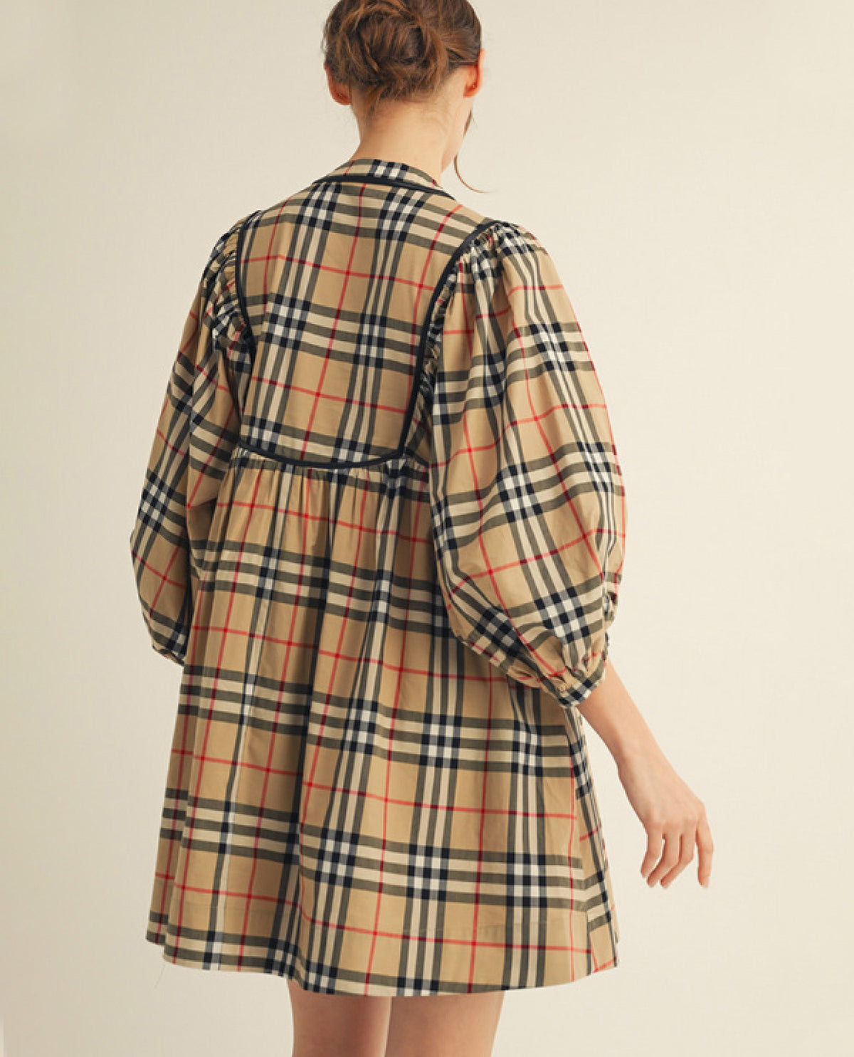 Jodifl Checker Plaid Babydoll Dress