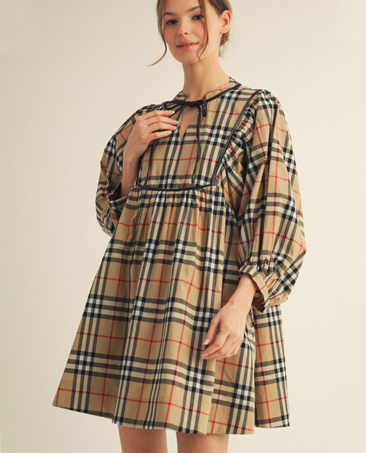 Jodifl Checker Plaid Babydoll Dress