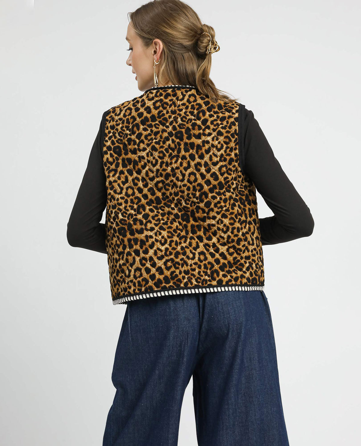 Umgee Quilt Vest Animal Latte