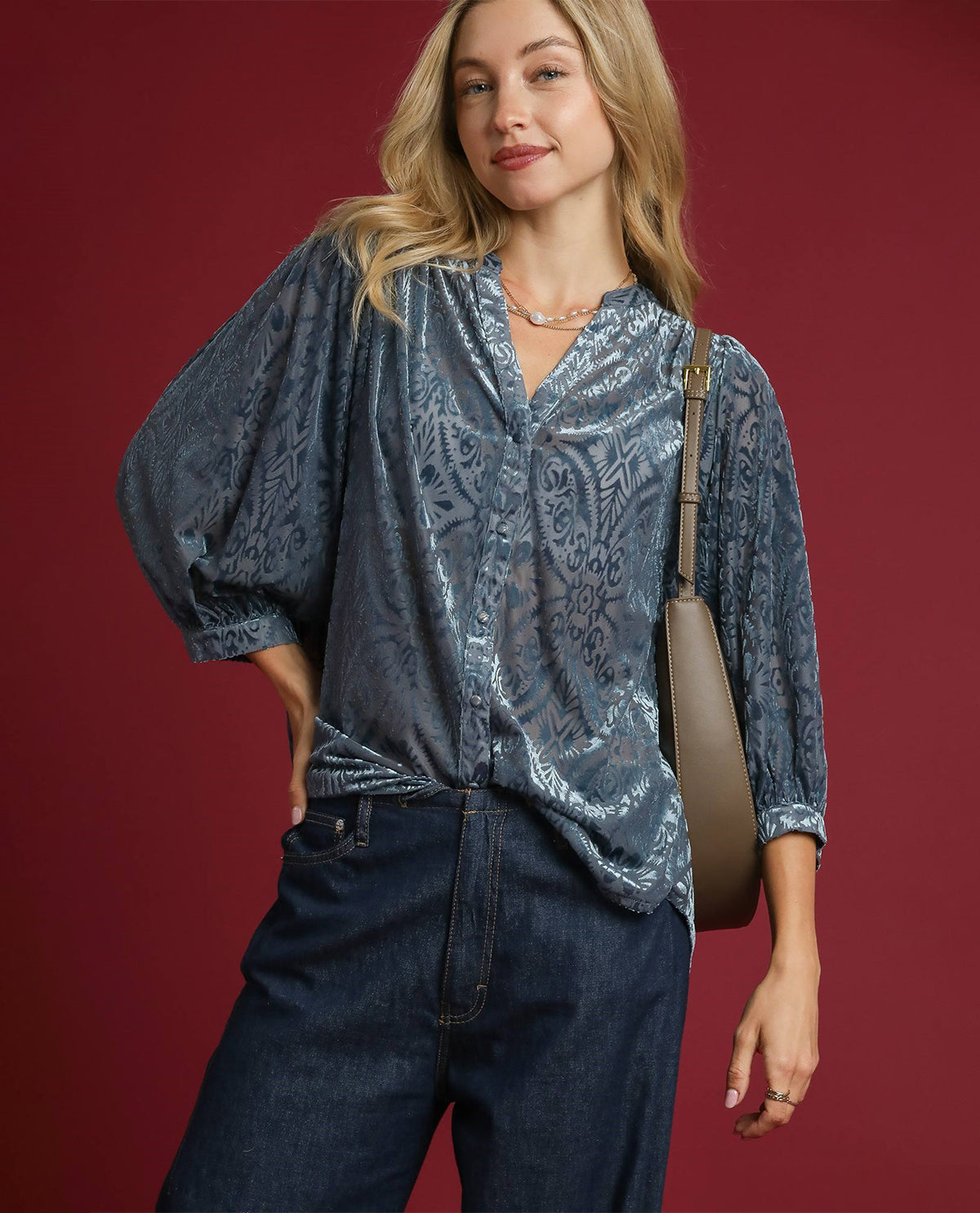 Umgee Velvet Burnout Top