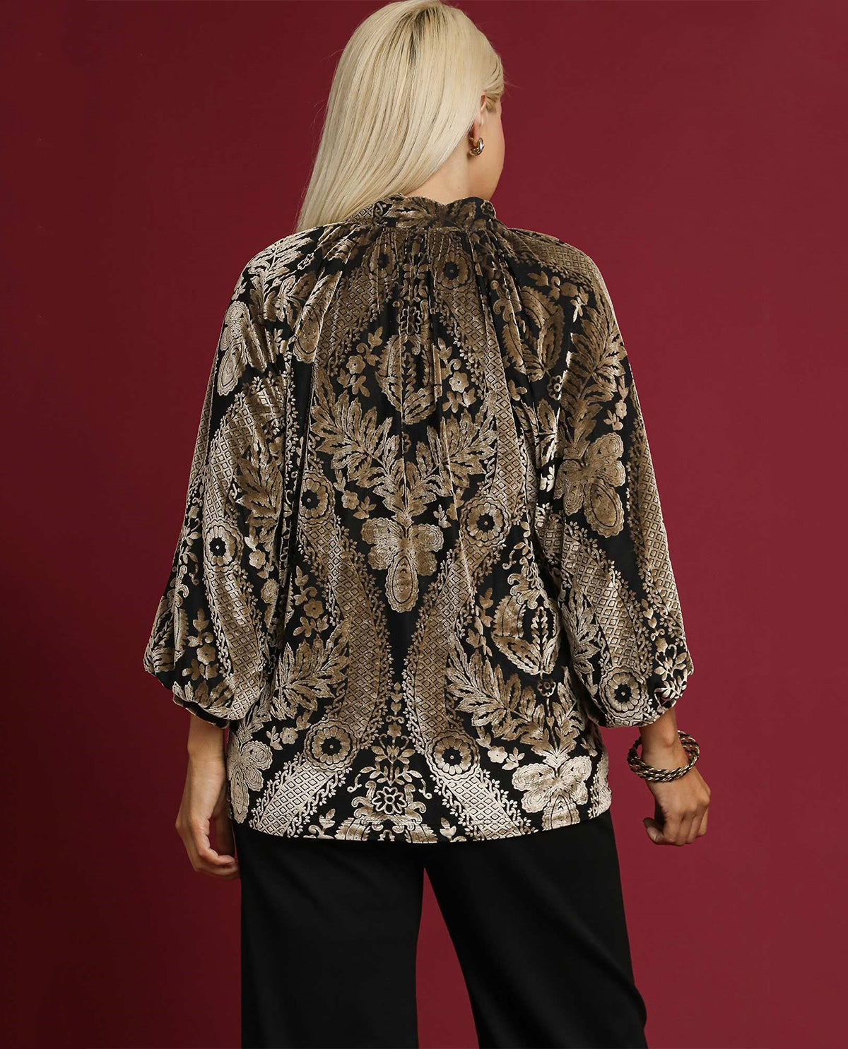 Plus Velvet Split Neck Top