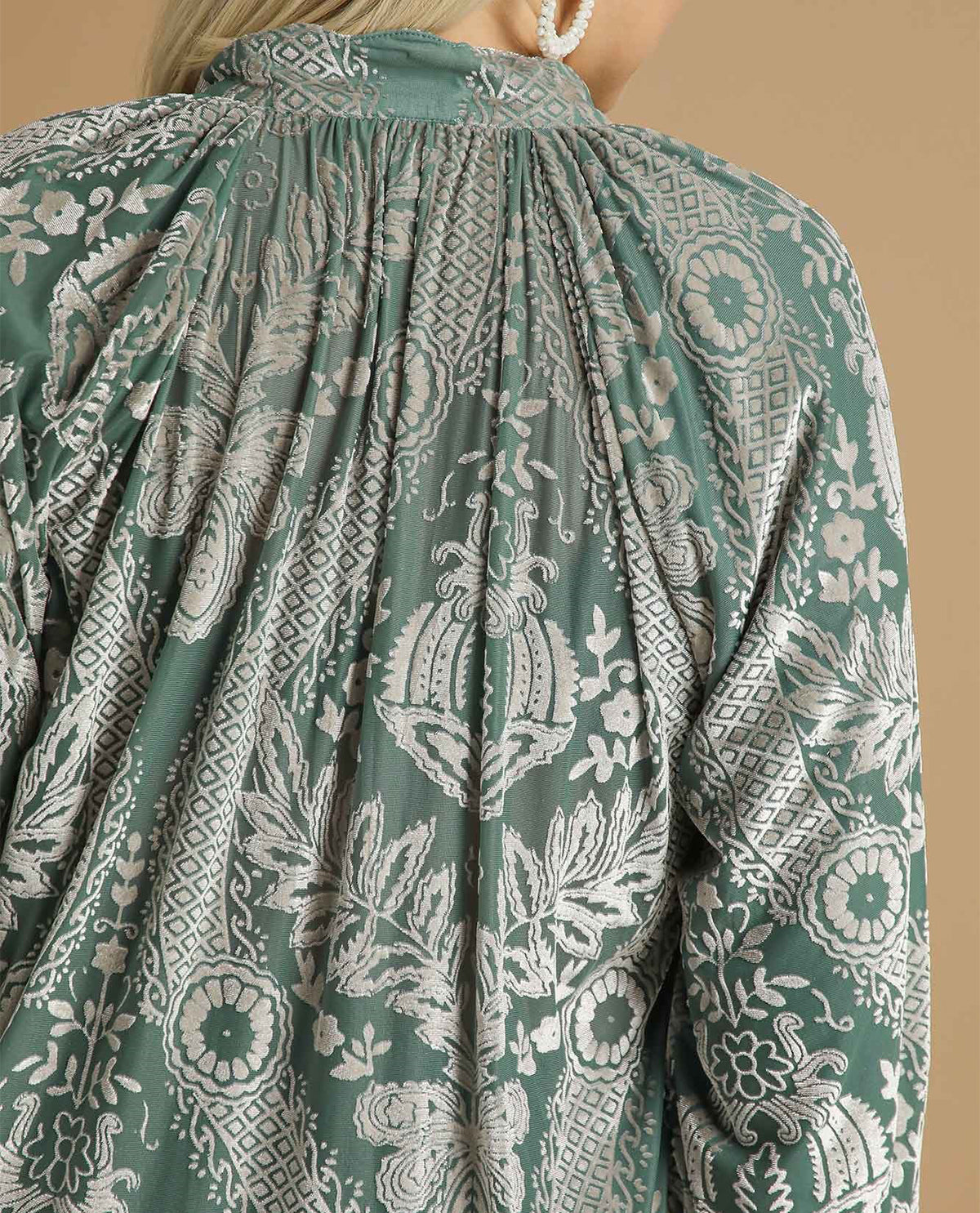 Plus Velvet Split Neck Top