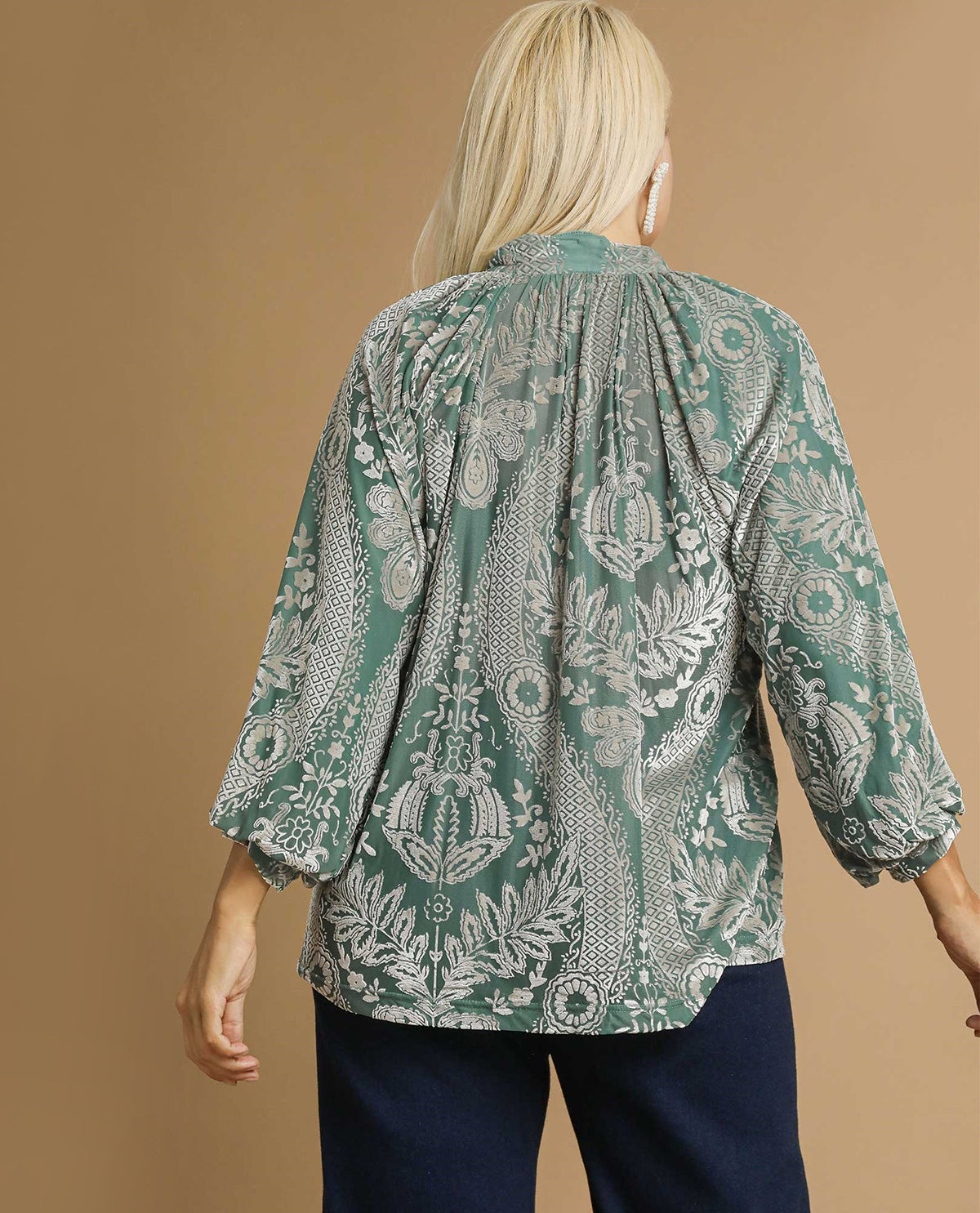 Plus Velvet Split Neck Top