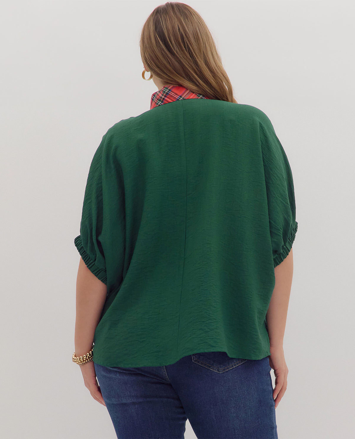 Entro Plus Solid Top with Plaid Trim