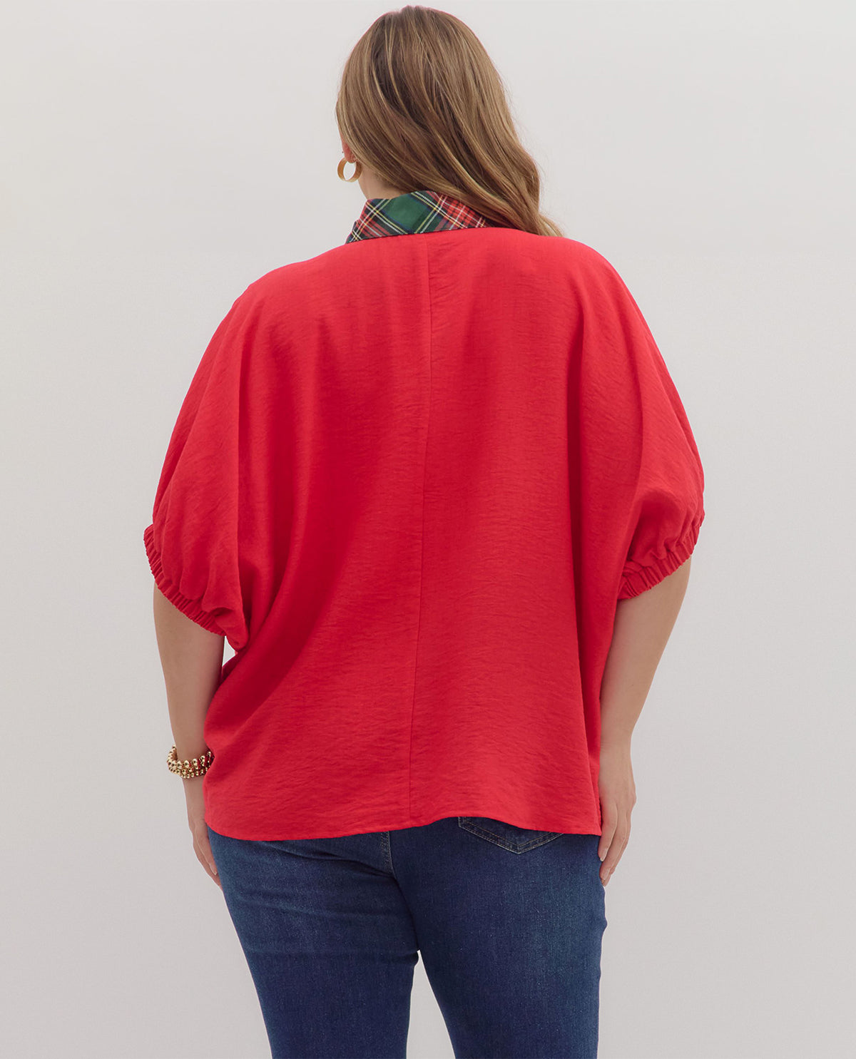 Entro Plus Solid Top with Plaid Trim