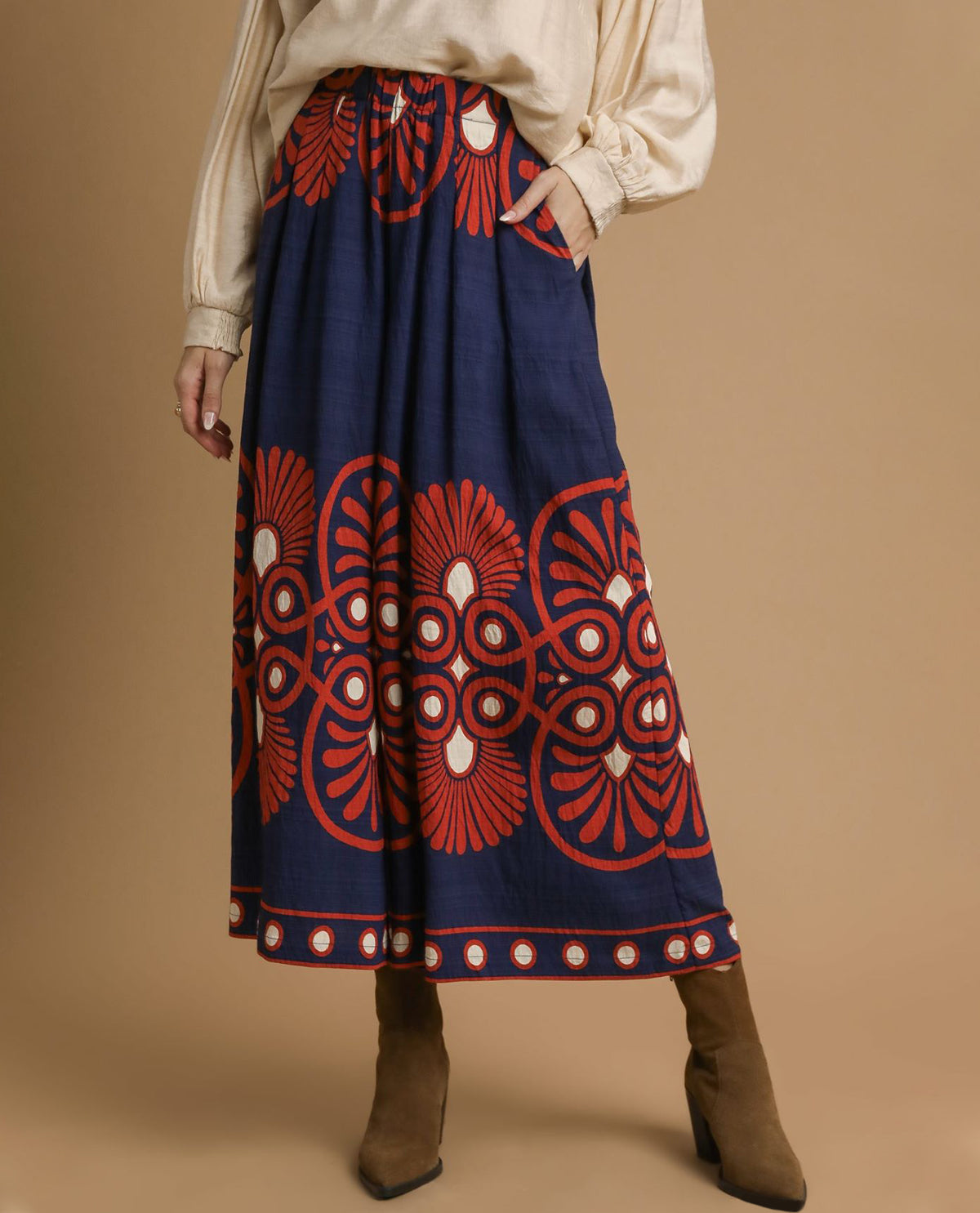 Mix Boho Print Wide Leg Palazzo Pants