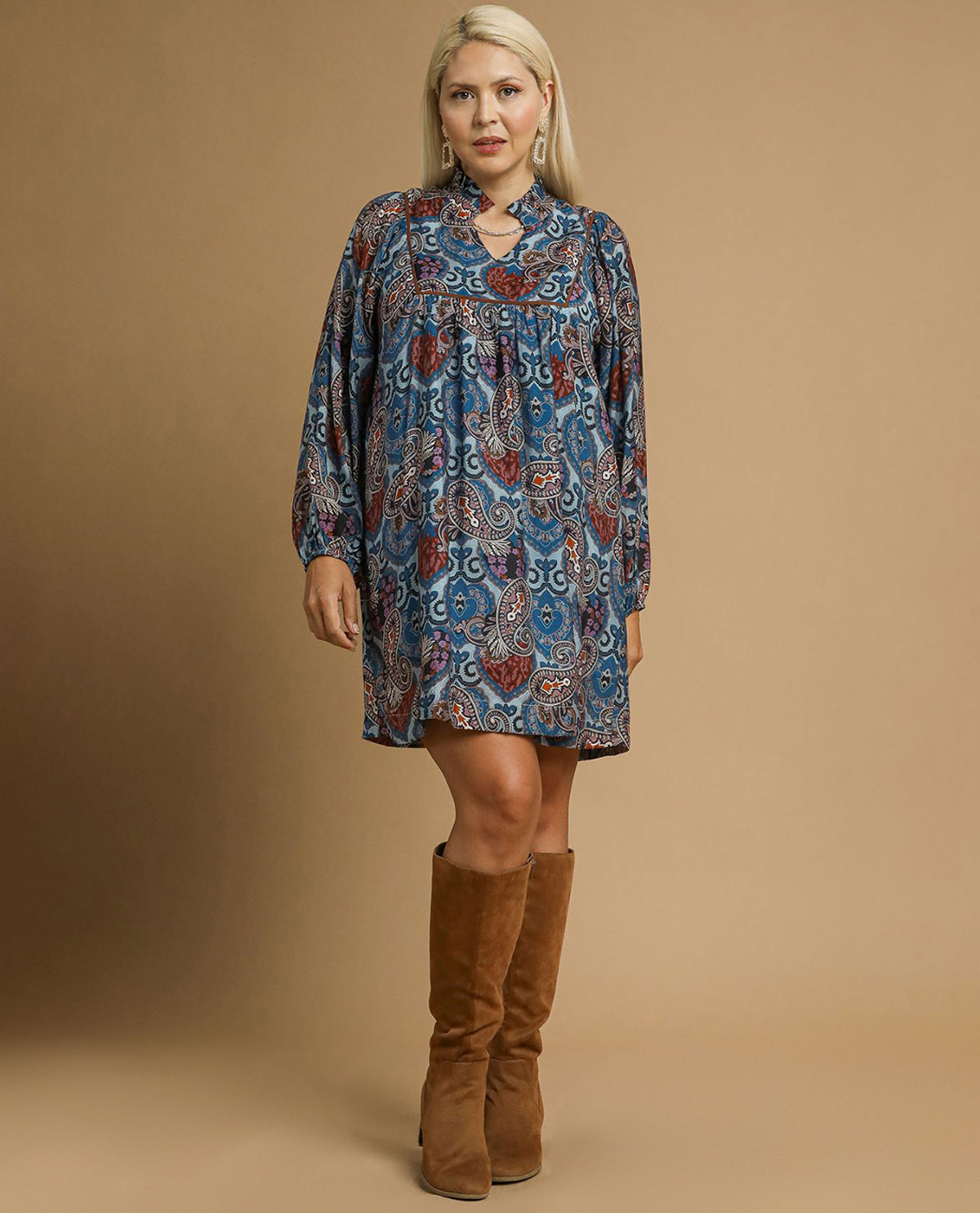 Plus Ruffle Neck Dress