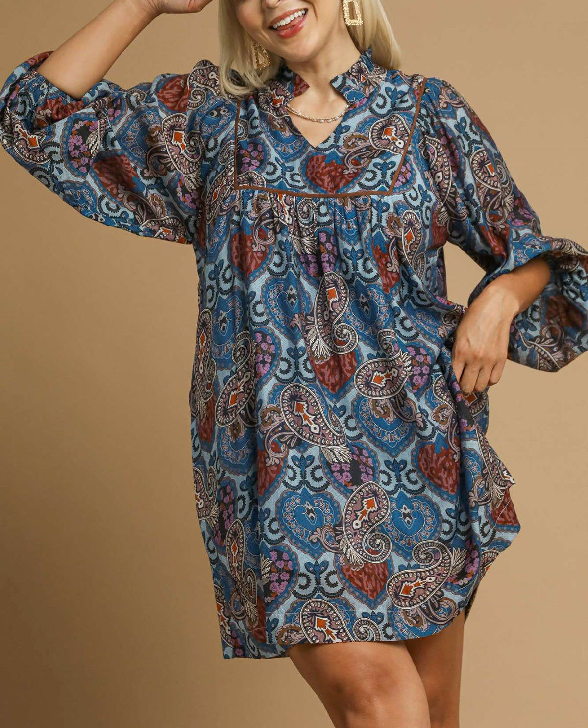 Plus Ruffle Neck Dress