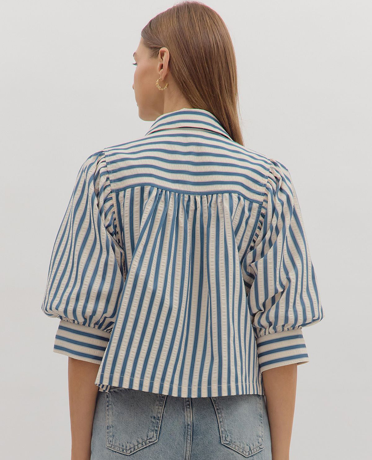 Entro Button Up Stripe Top