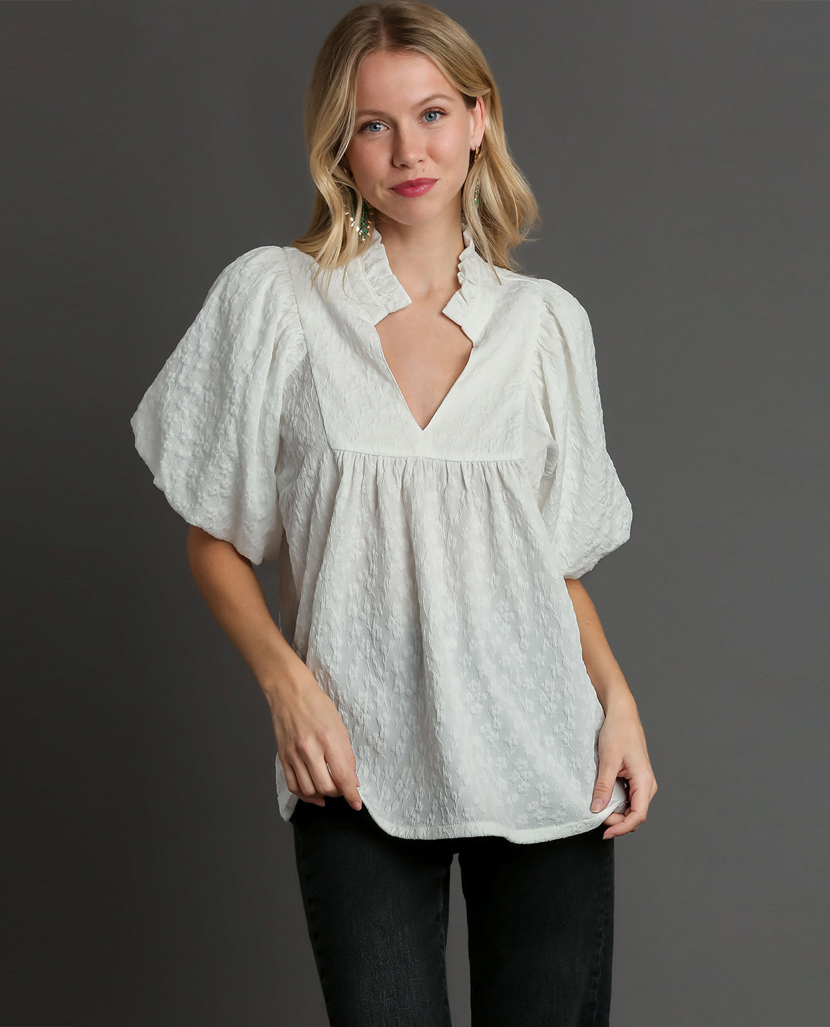 Jacquard High Neckline Blouse – Hamrick's Shop