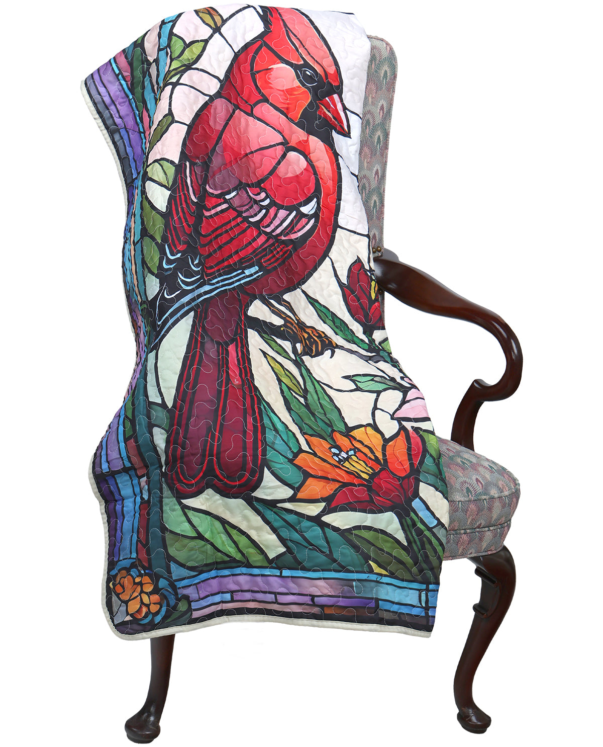 Cardinal Print Stained Glass Quilt