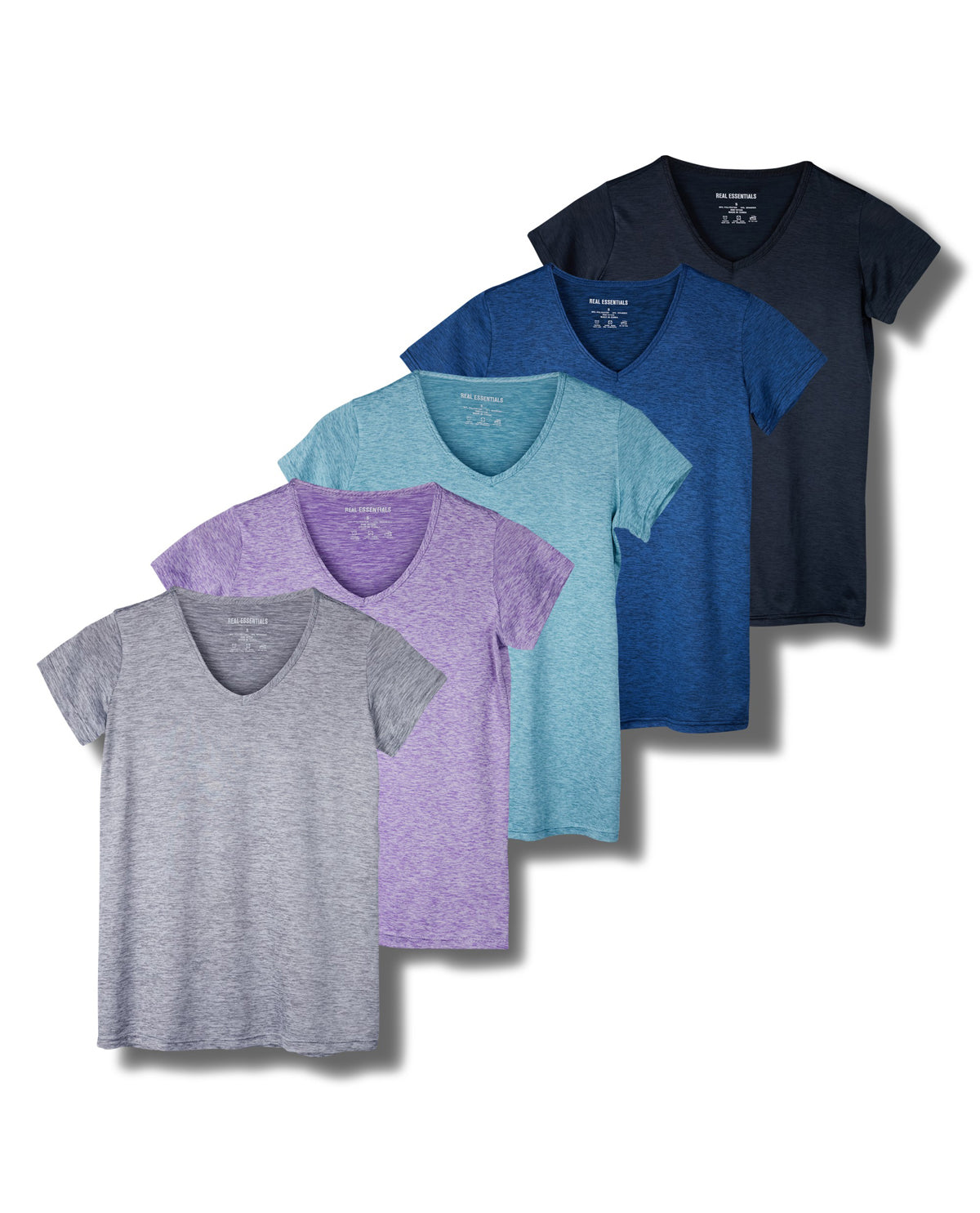 Real Essentials Women's Dry Fit Short Sleeve VNeck Activewear TShirt