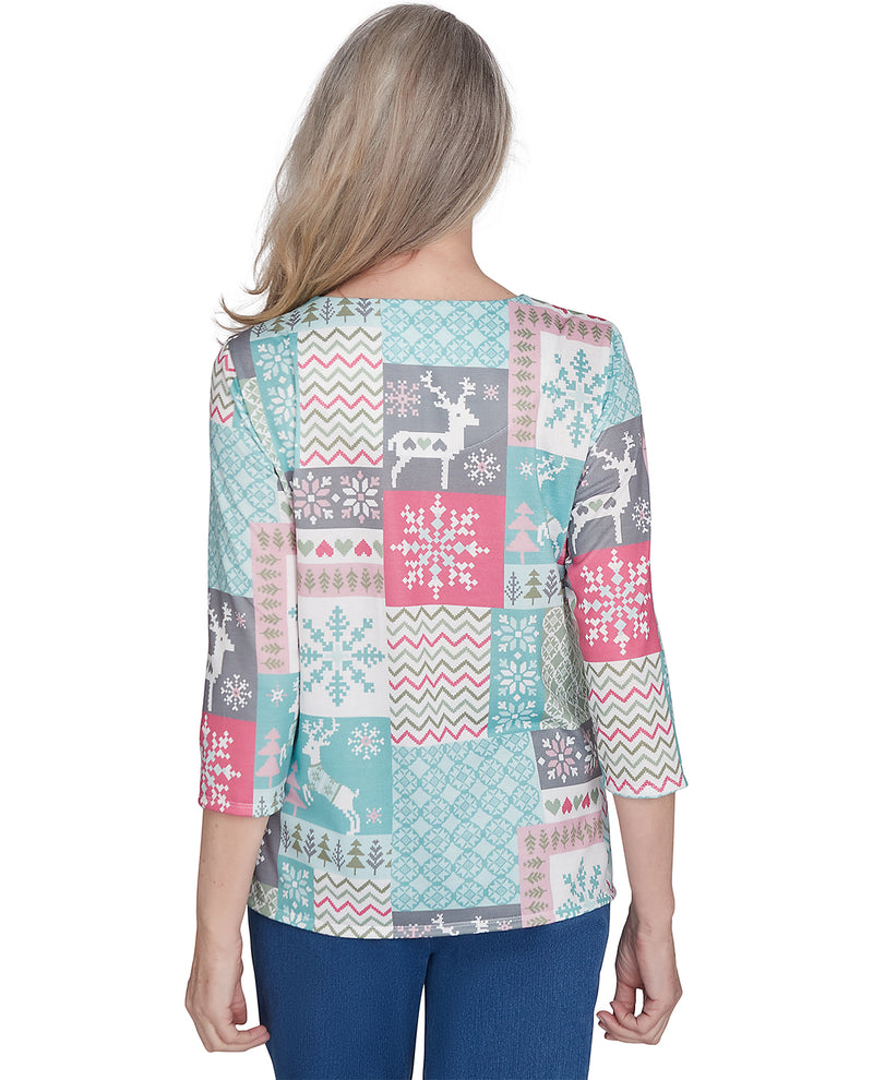 Alfred Dunner Missy Classic Reindeer Knit Top