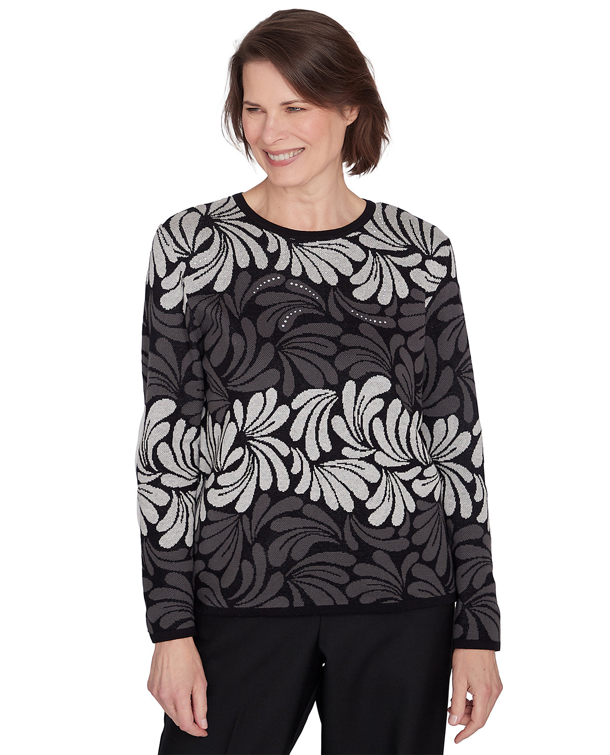 Alfred Dunner Petite Classic Ombre Geometric Sweater