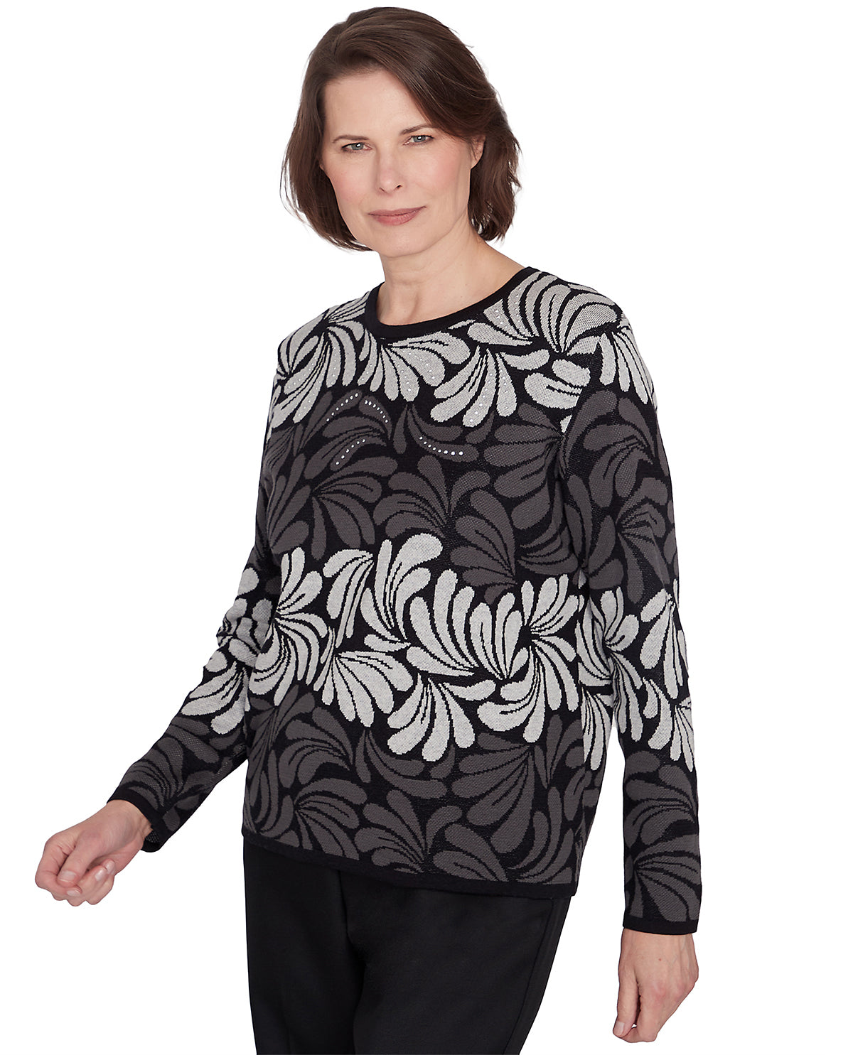 Alfred Dunner Petite Classic Ombre Geometric Sweater