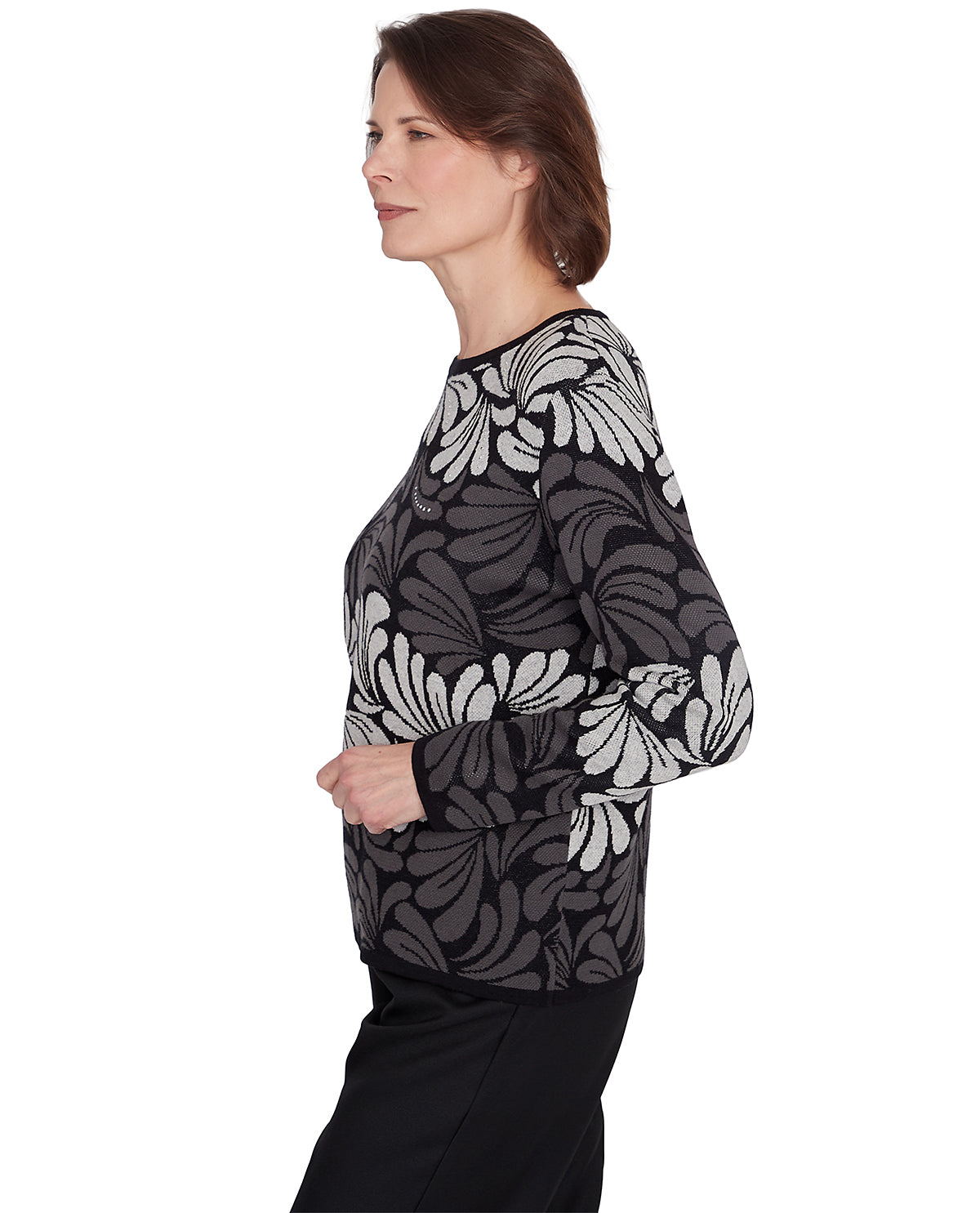 Alfred Dunner Petite Classic Ombre Geometric Sweater