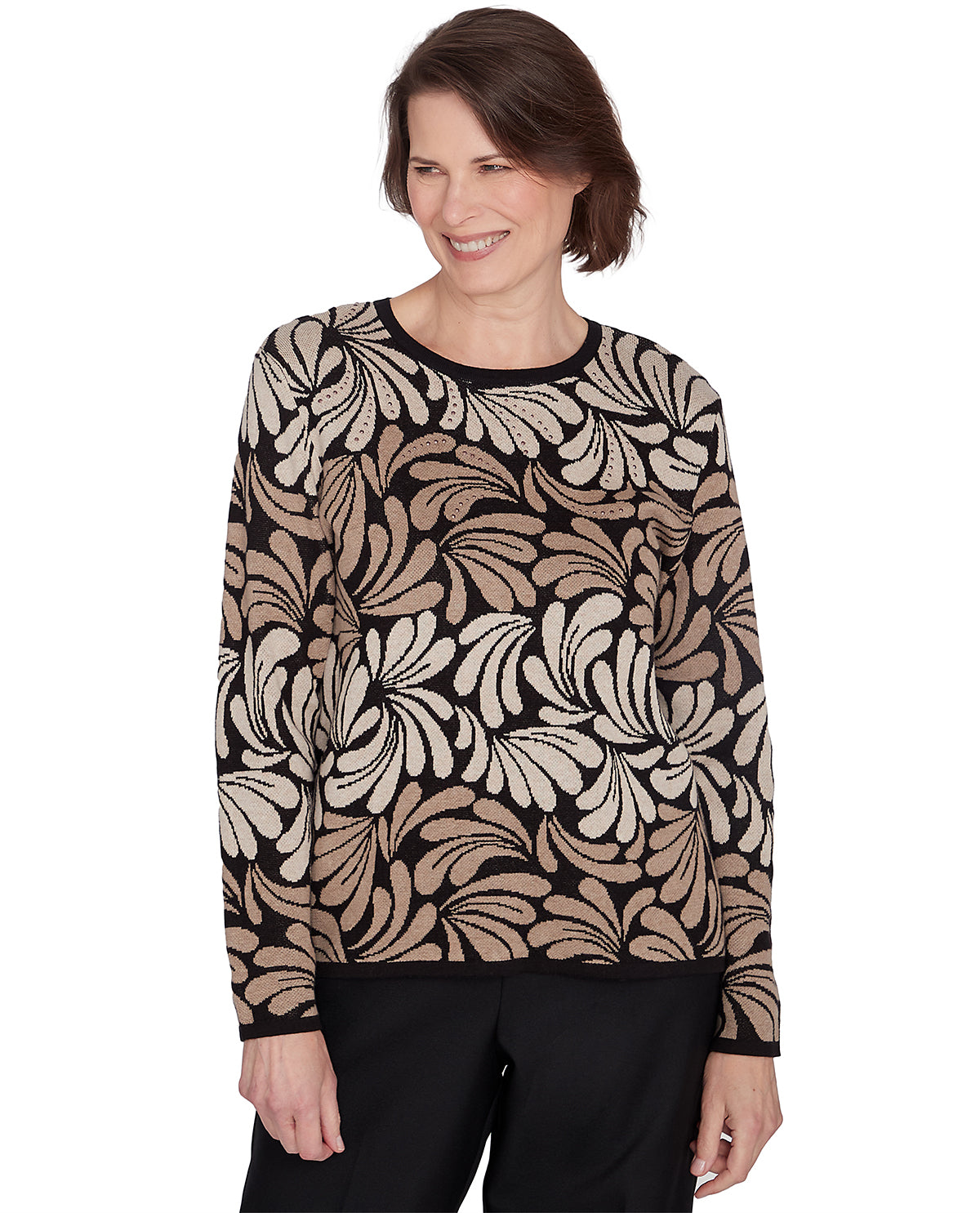 Alfred Dunner Petite Classic Ombre Geometric Sweater