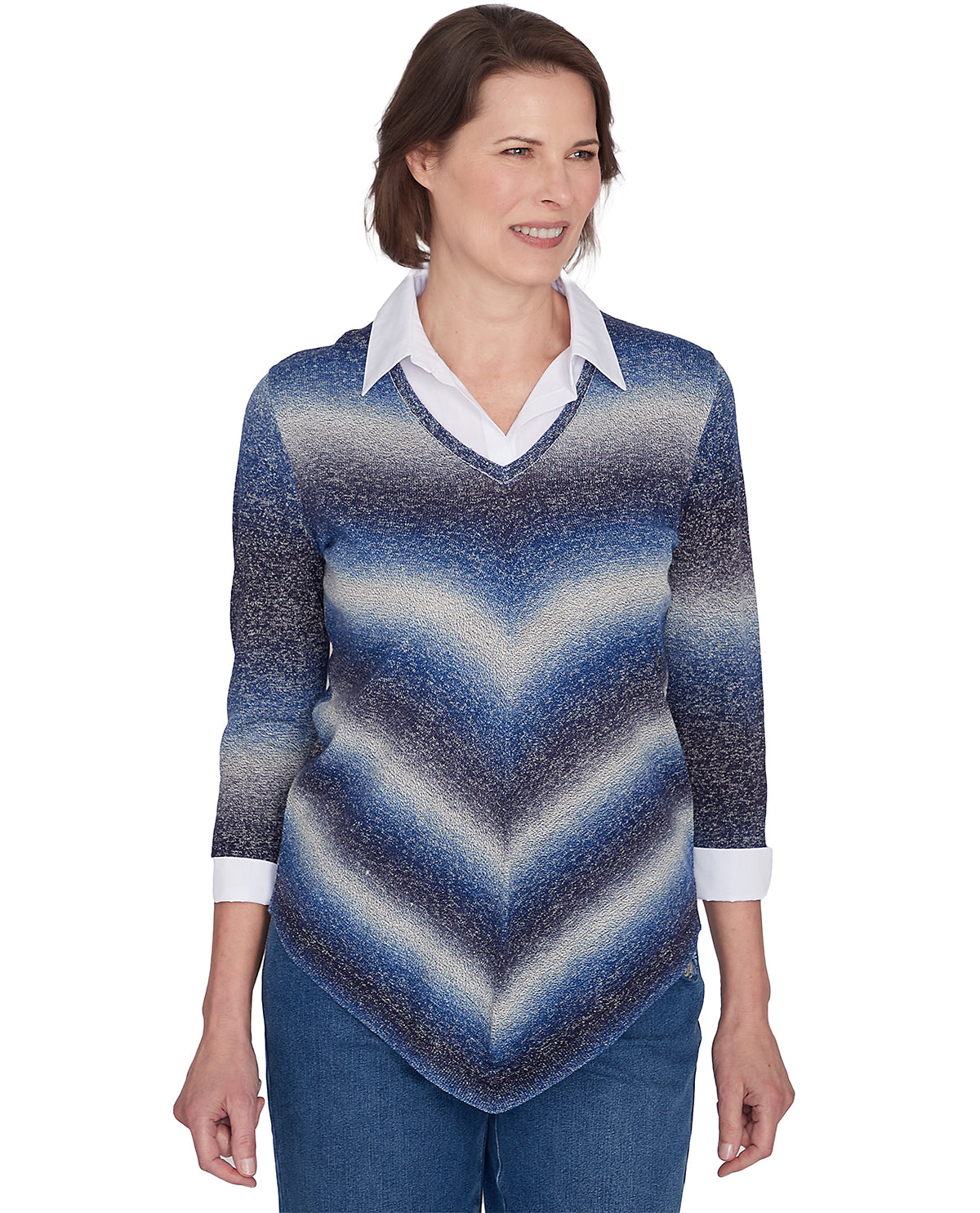 Alfred Dunner Petite Classic Ombre Chevron Sweater