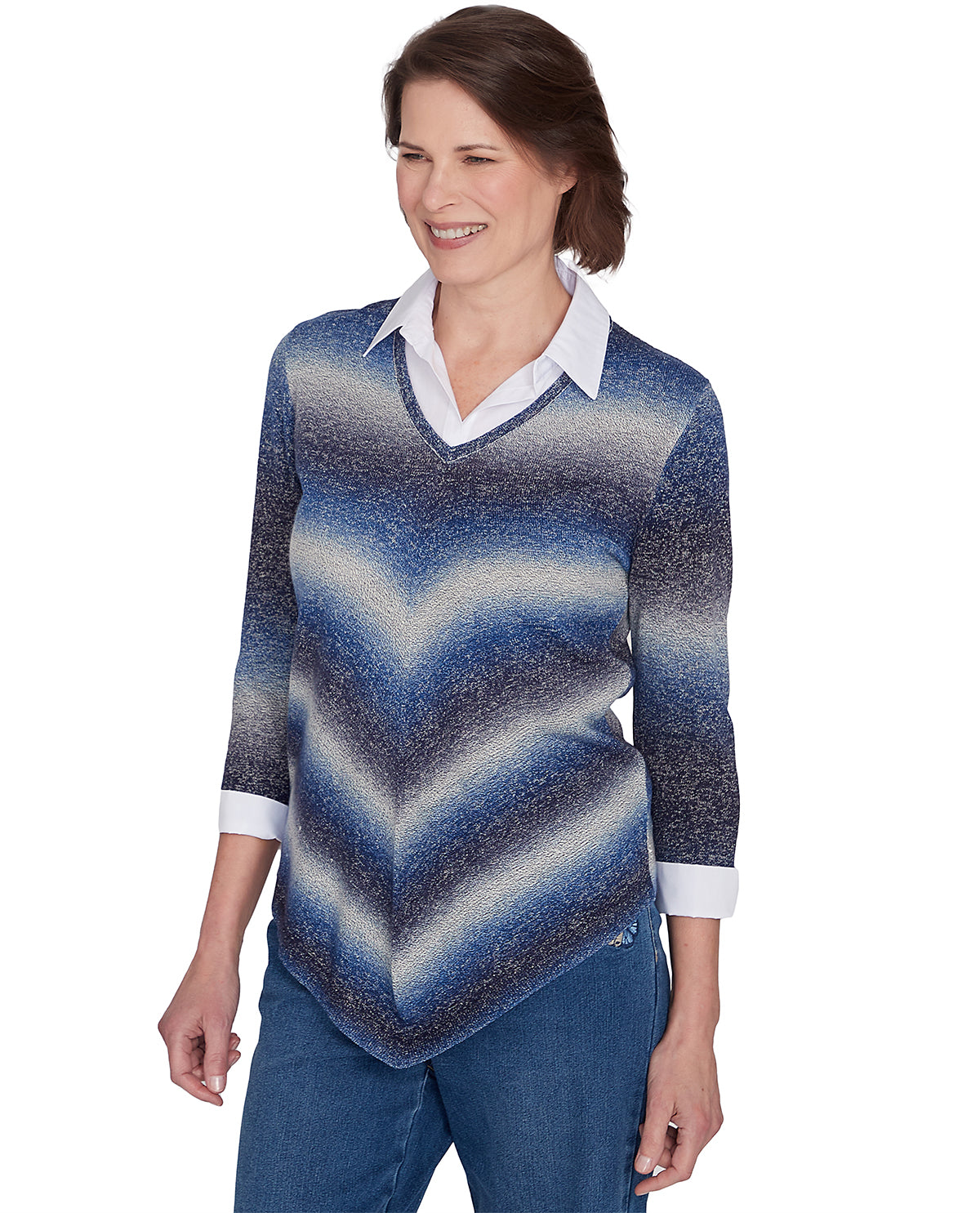 Alfred Dunner Petite Classic Ombre Chevron Sweater