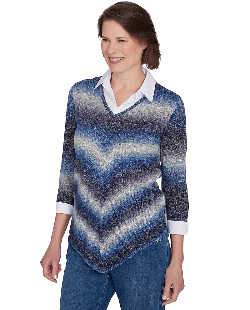 Alfred Dunner Petite Classic Ombre Chevron Sweater