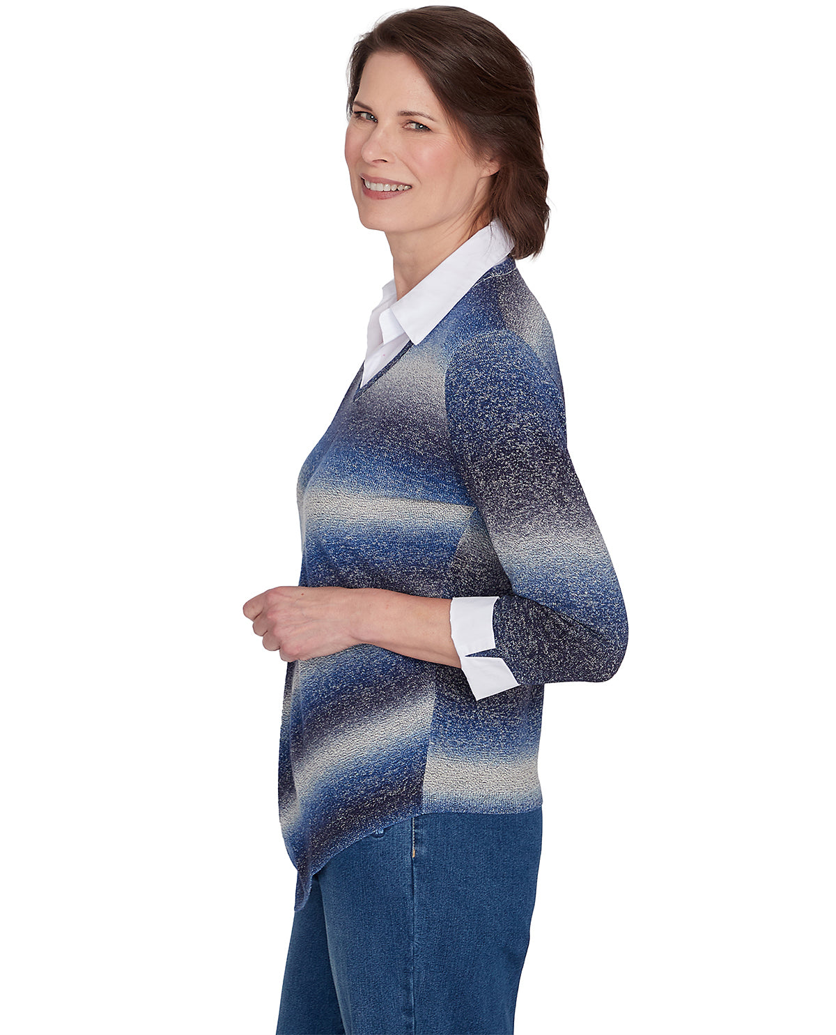 Alfred Dunner Petite Classic Ombre Chevron Sweater