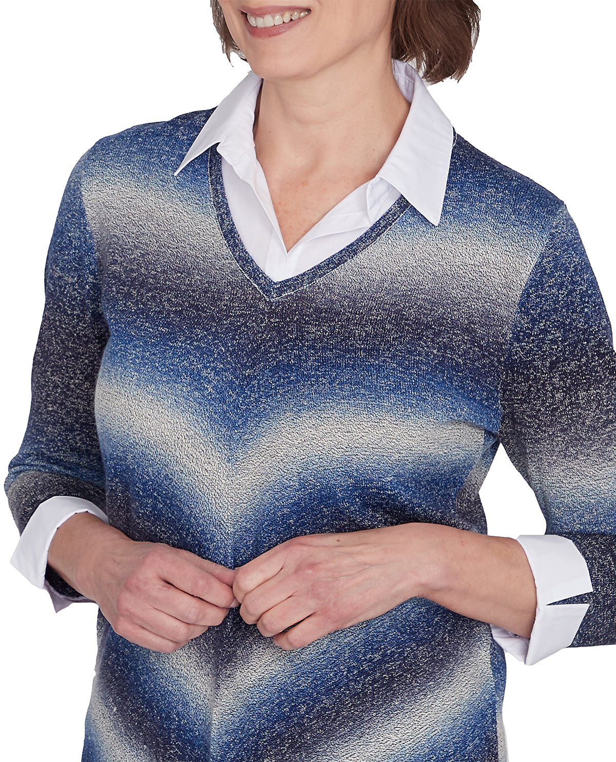 Alfred Dunner Petite Classic Ombre Chevron Sweater