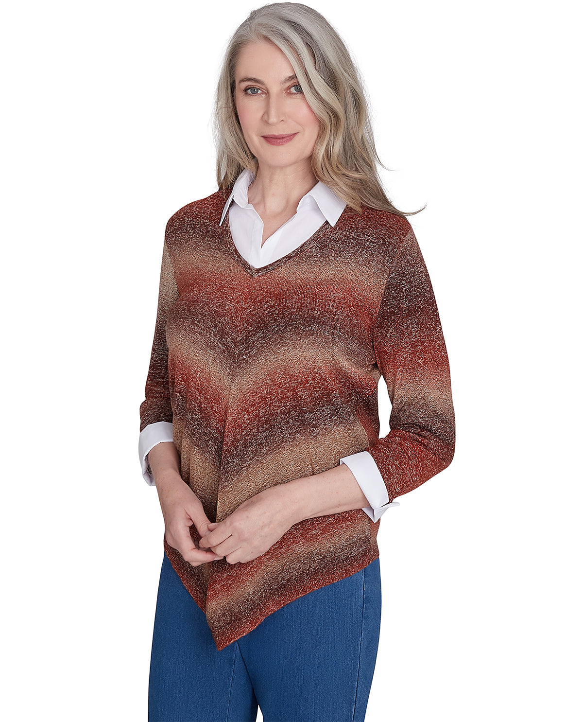 Alfred Dunner Petite Classic Ombre Chevron Sweater