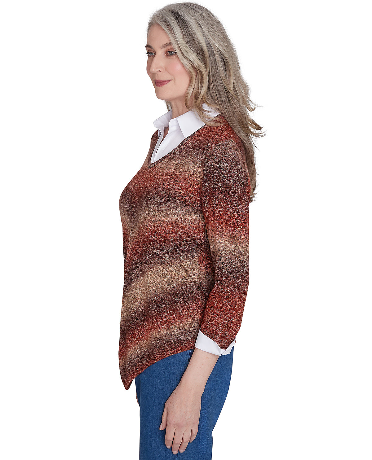 Alfred Dunner Petite Classic Ombre Chevron Sweater