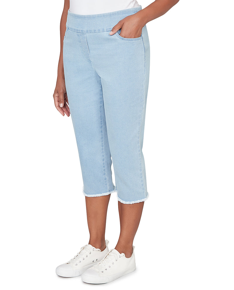 Alfred Dunner Pastel Story Denim Fringe Capri