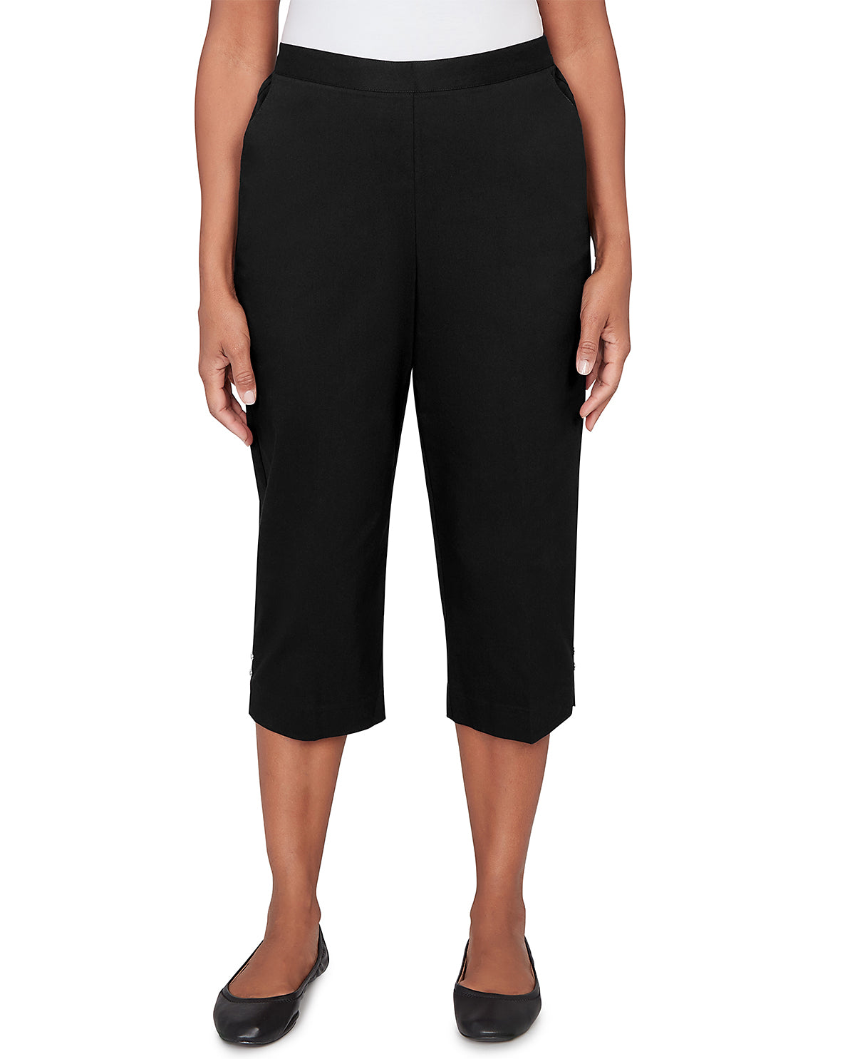 Alfred Dunner Missy Pastel Story Twill Capri Black