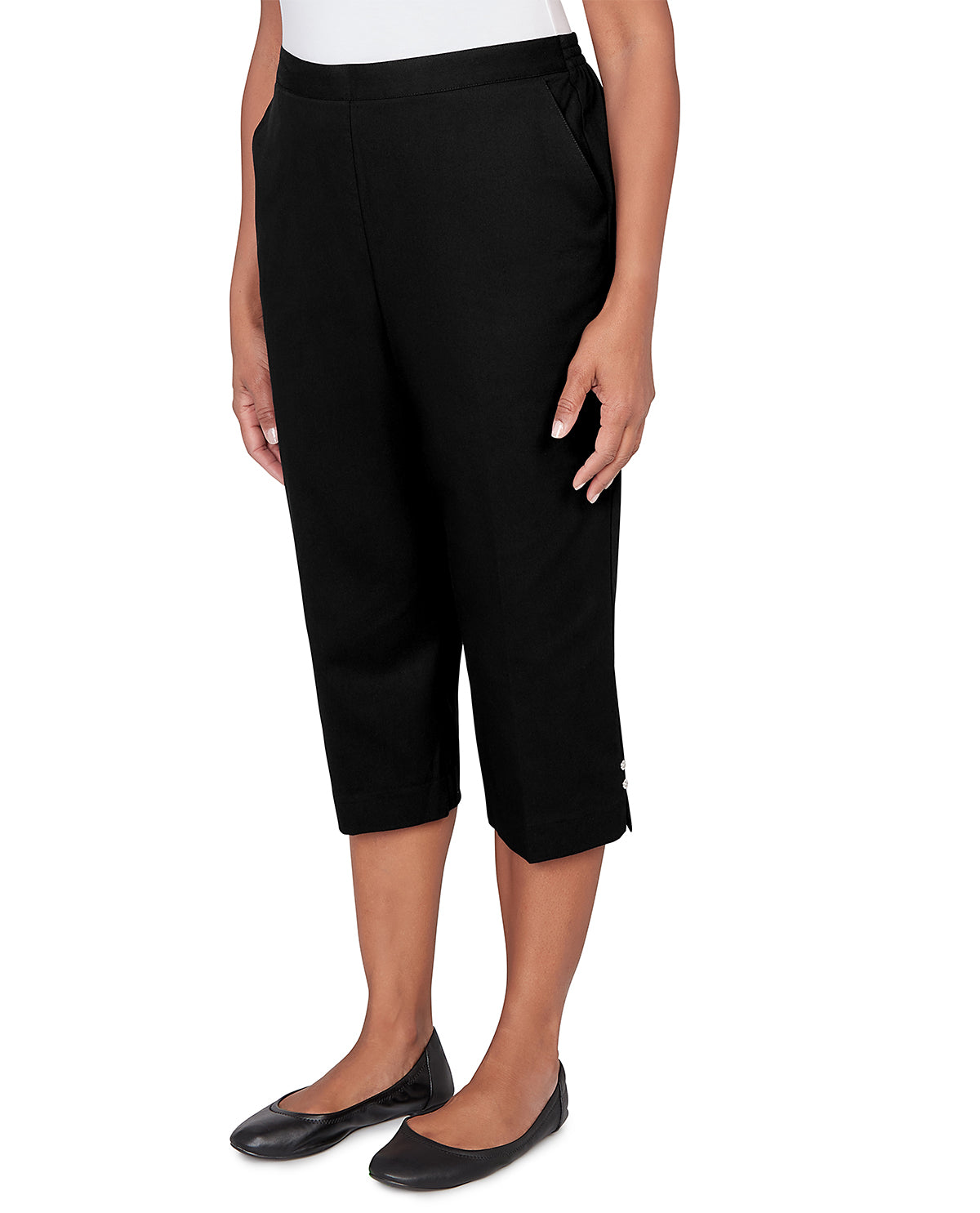 Alfred Dunner Missy Pastel Story Twill Capri Black