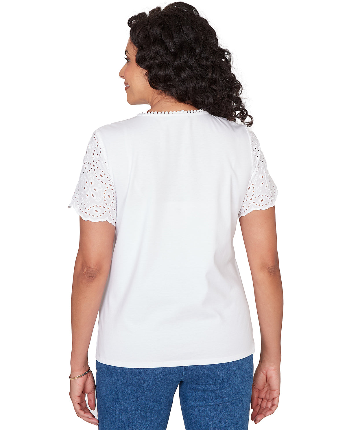 Alfred Dunner Missy Pastel Story Solid Eyelet Top