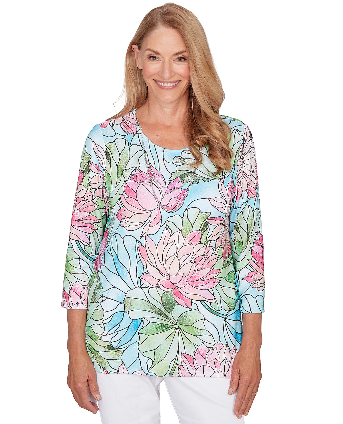 Alfred Dunner Missy Pastel Story Stained Glass Floral