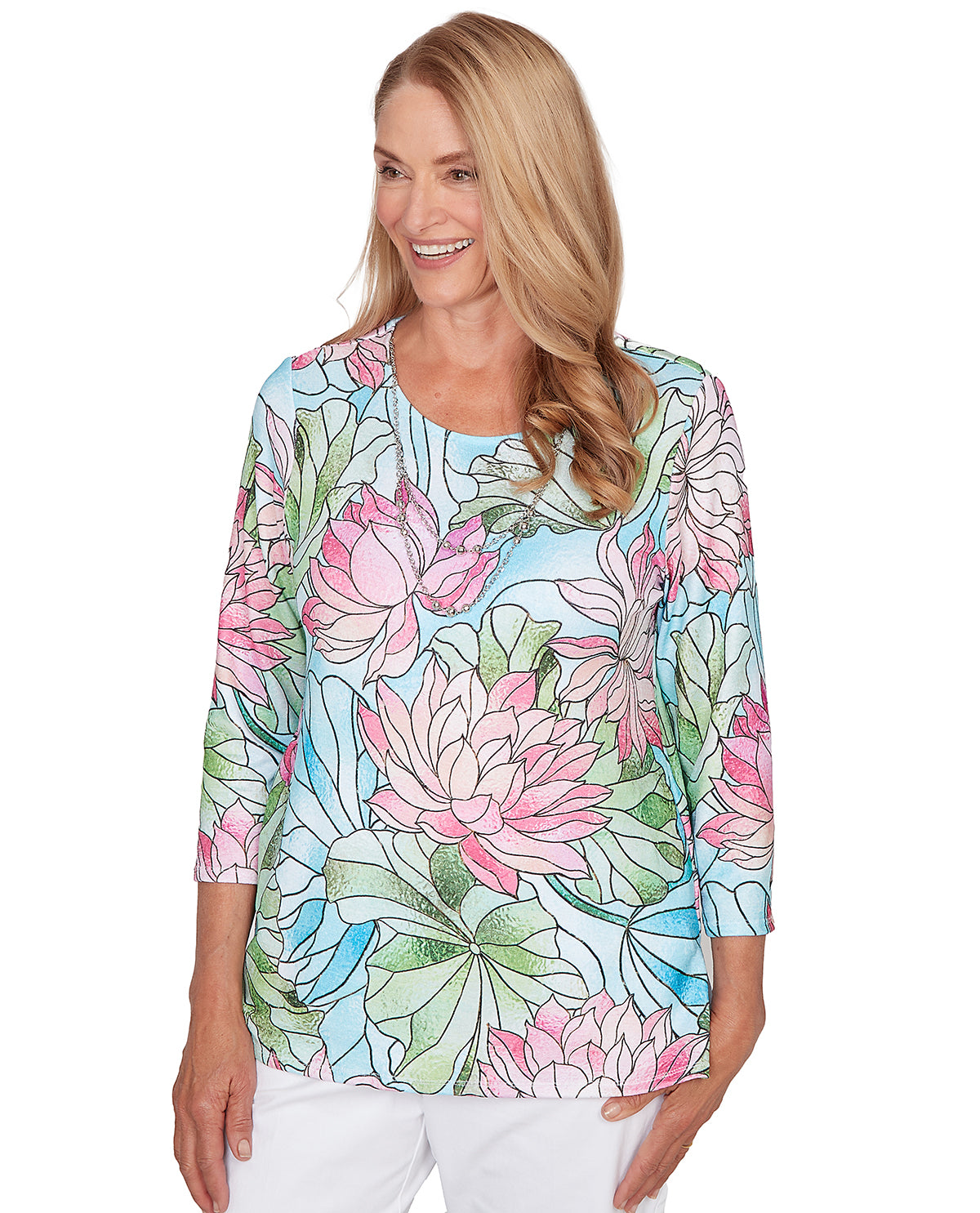 Alfred Dunner Missy Pastel Story Stained Glass Floral