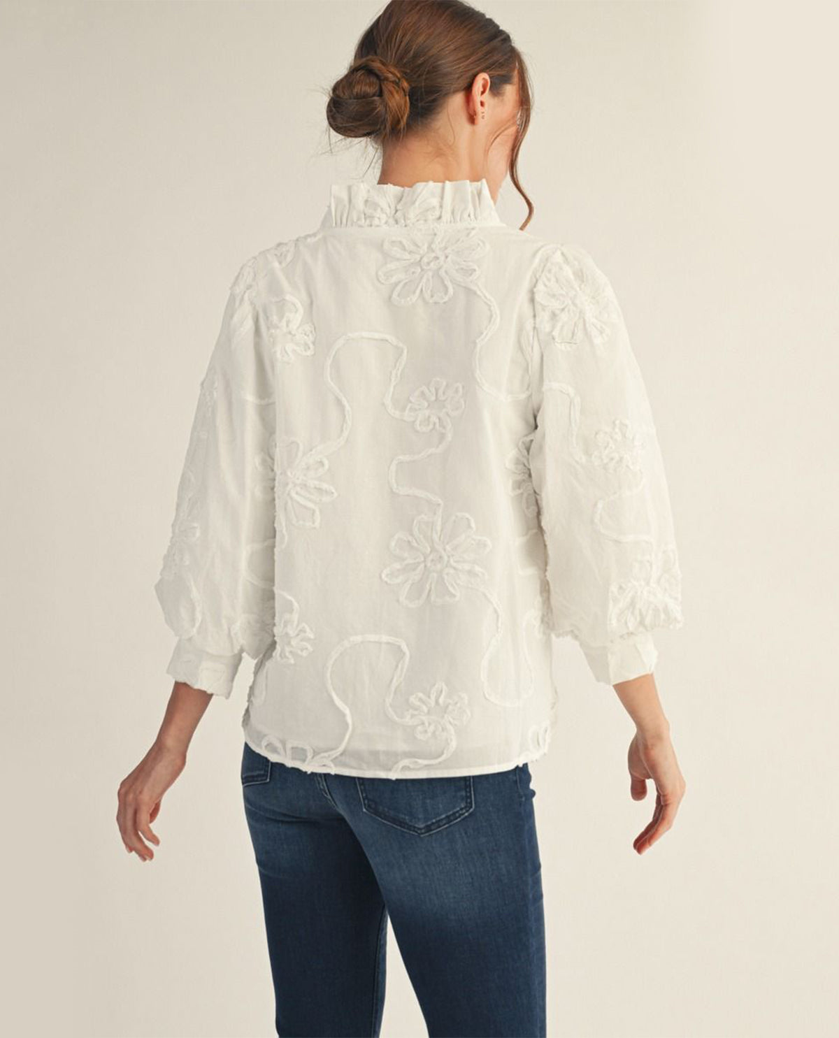 Jodifl 3D Floral Top White