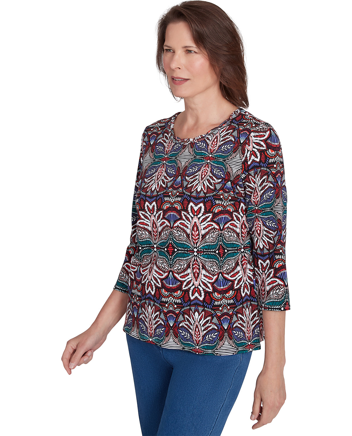 Alfred Dunner Key Items Abstract Leaf Print Top