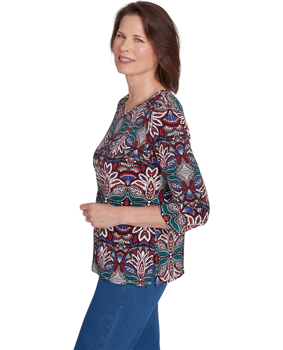 Alfred Dunner Key Items Abstract Leaf Print Top