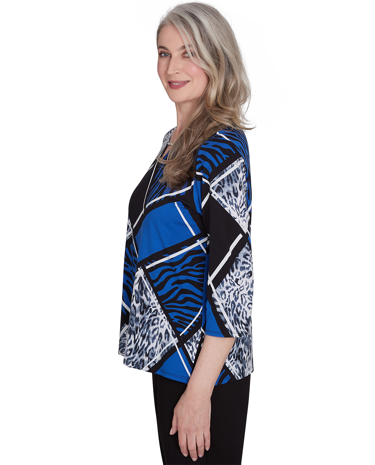 Alfred Dunner Key Item Spliced Animal Print Top