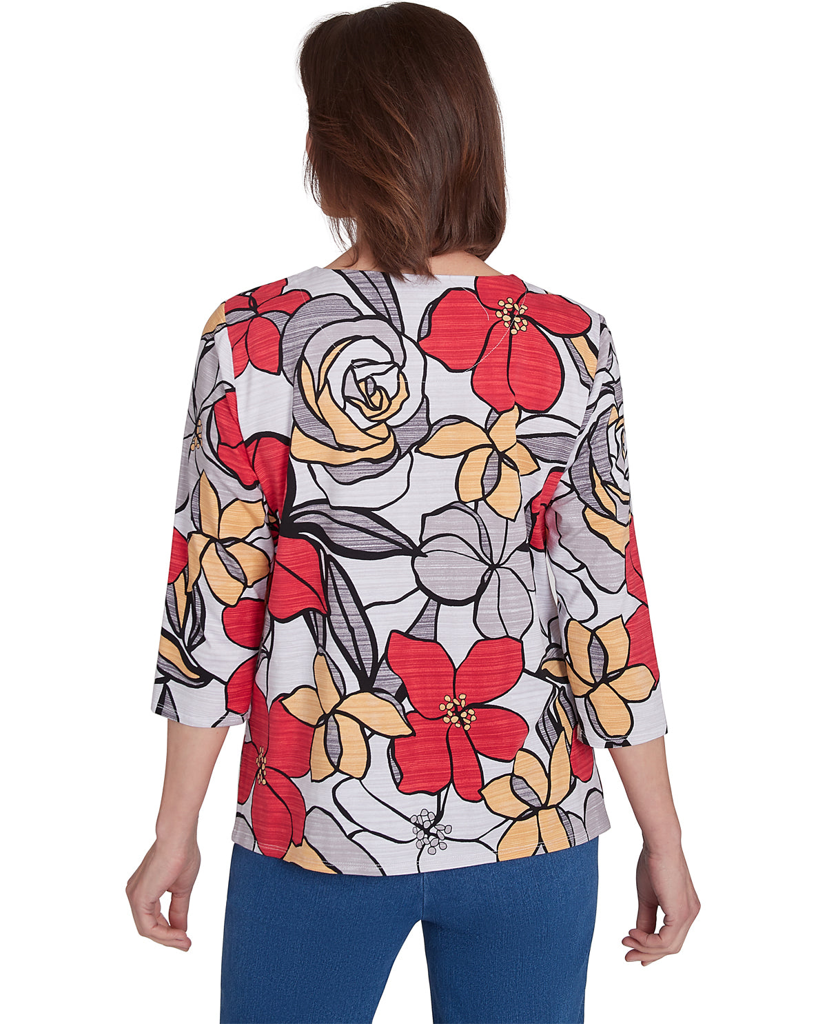 Alfred Dunner Key Items Bold Floral Print Print Knit Top