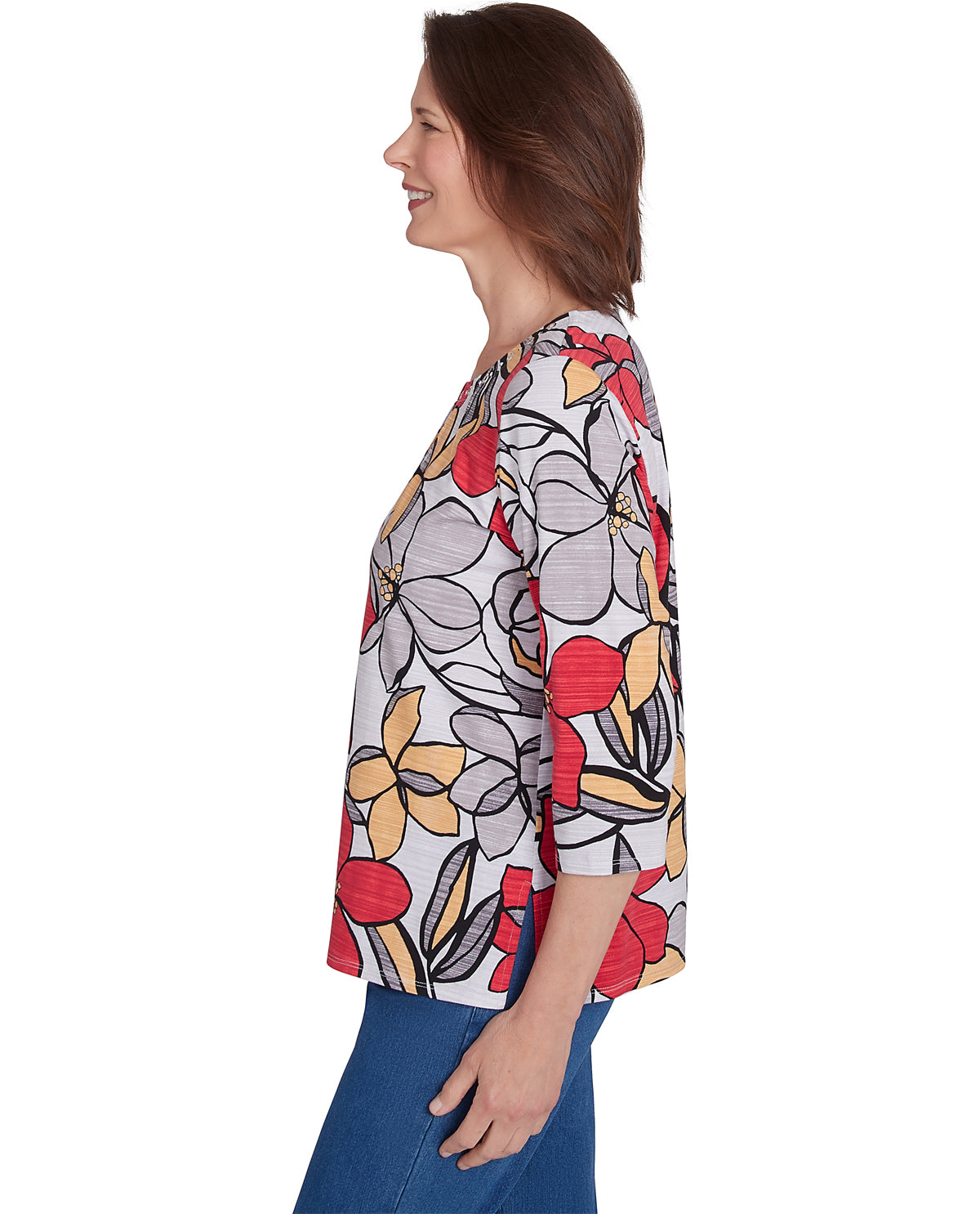 Alfred Dunner Key Items Bold Floral Print Print Knit Top
