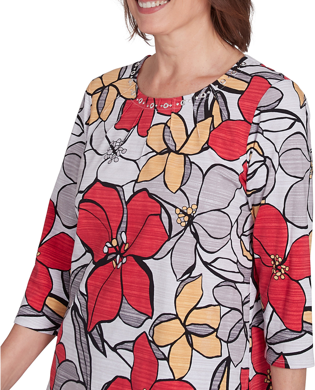 Alfred Dunner Key Items Bold Floral Print Print Knit Top