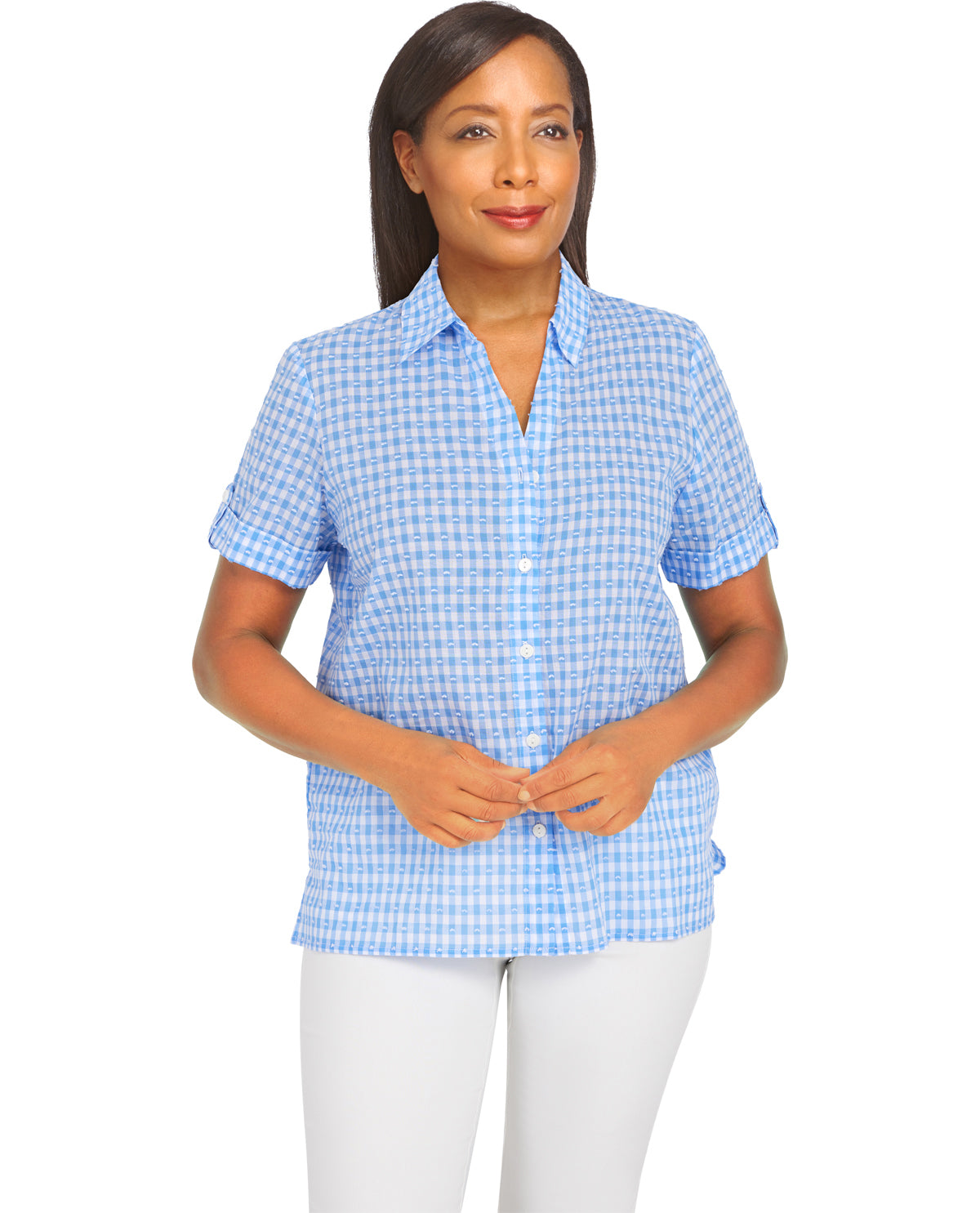 Alfred Dunner Plaid Design Woven Top