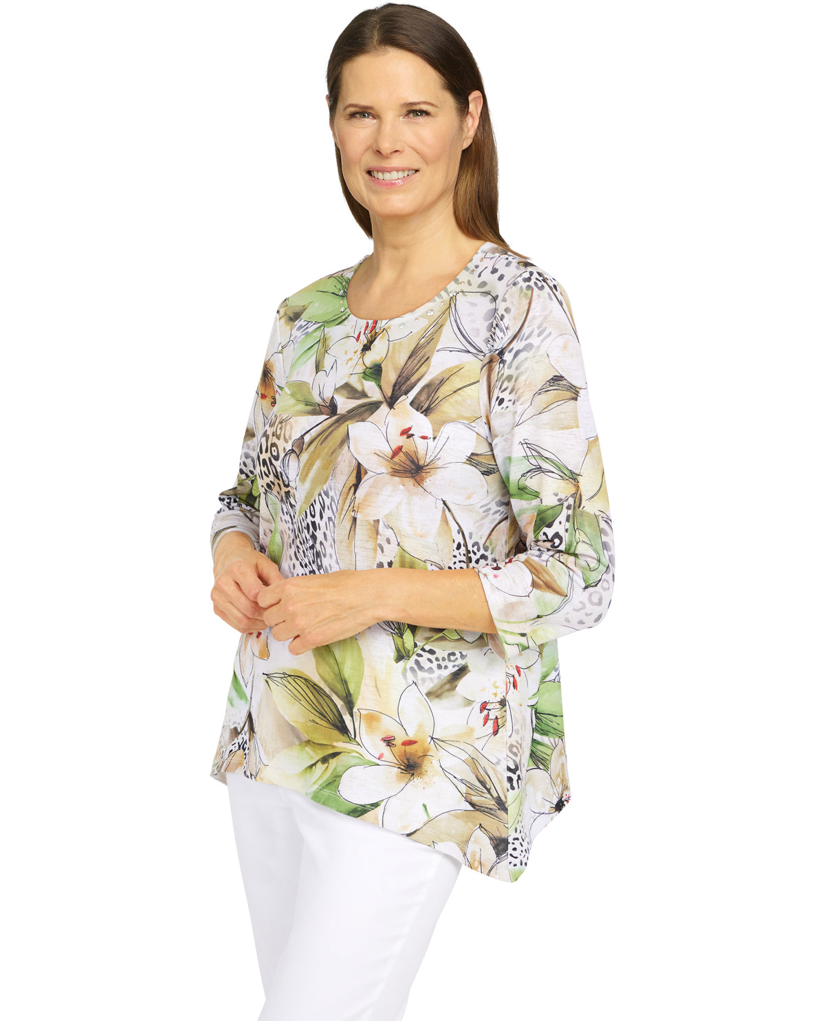 Alfred Dunner Petite Animal & Floral Print Knit Top