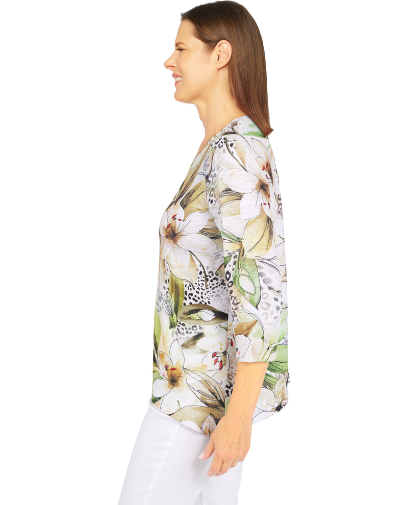 Alfred Dunner Petite Animal & Floral Print Knit Top