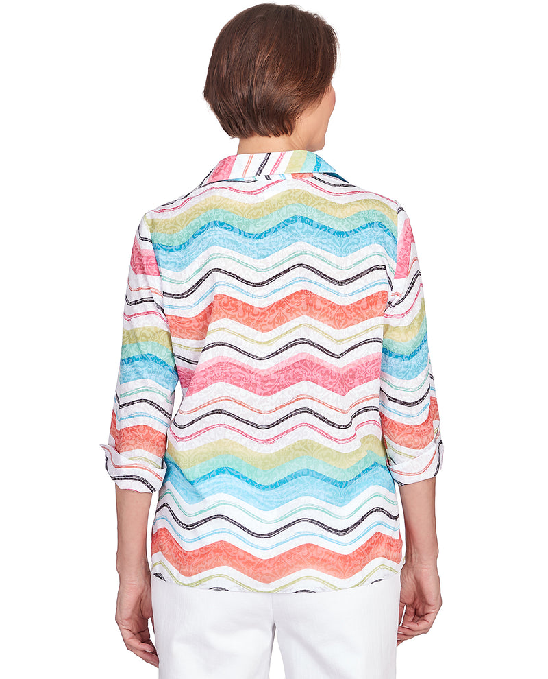 Petite Alfred Dunner Wavy Stripe Woven Top