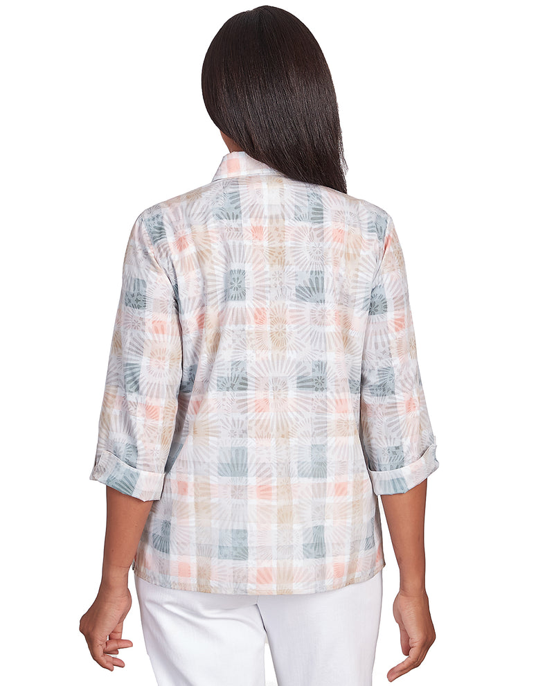 Plus Alfred Dunner Neutral Plaid Woven Top