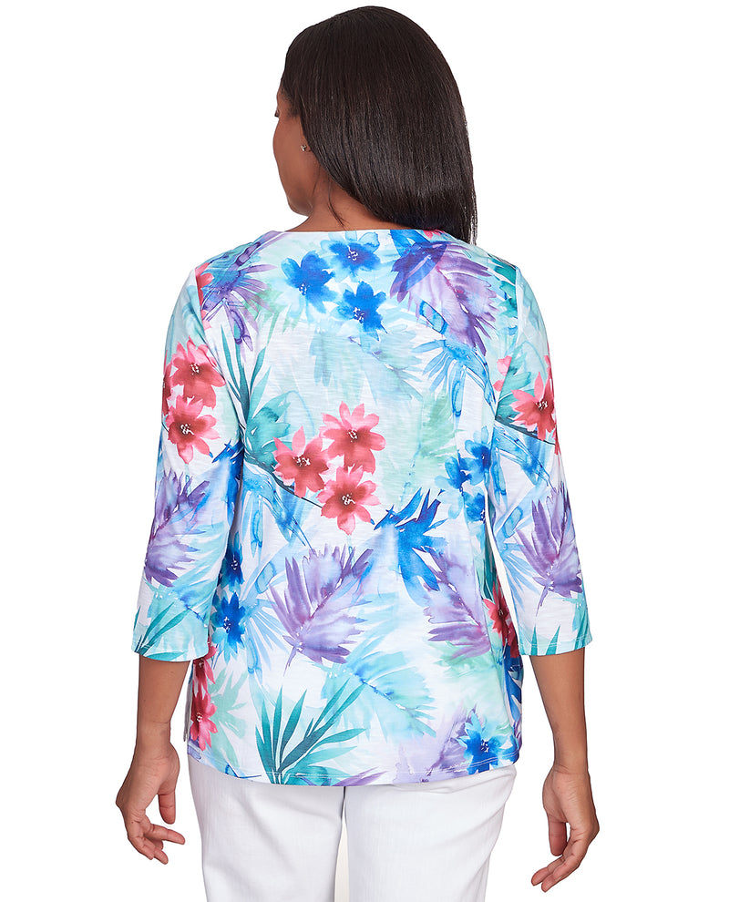 Petite Alfred Dunner Tropical Birds Tee