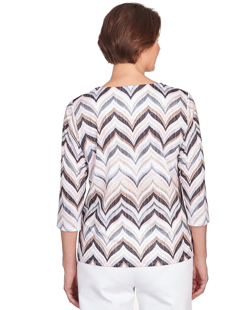 Petite Alfred Dunner Chevron with Shimmer Top