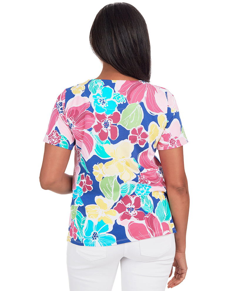 Alfred Dunner Short Sleeve Floral Knit Top