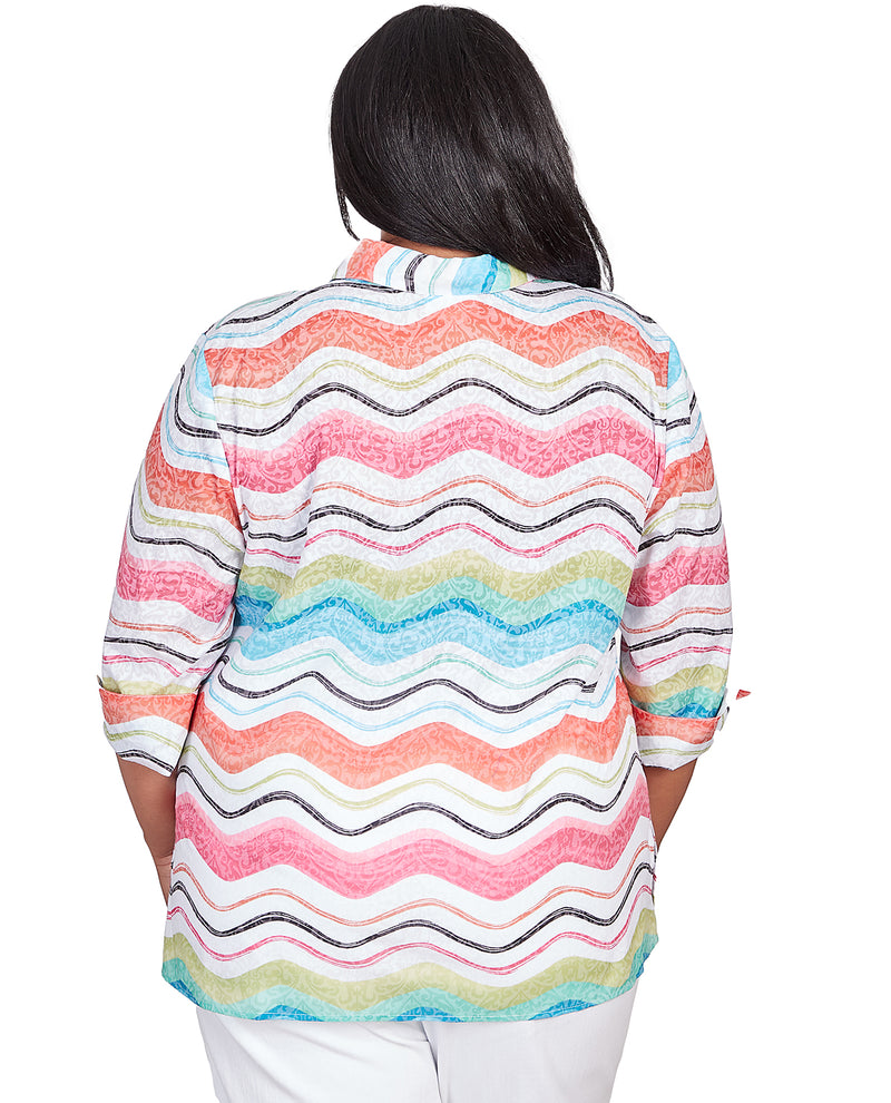 Plus Alfred Dunner Wavy Stripe Woven Top